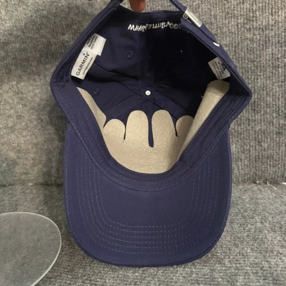 Garmin Navy Blue Baseball Cap Hat Adjustable Cotton Twill Logo Embroidered Mens